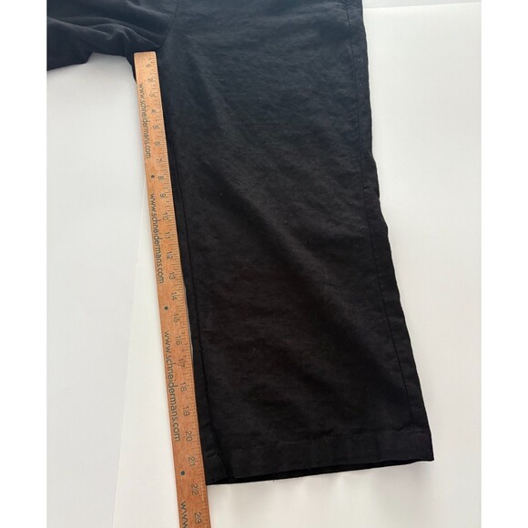 Joie Linen Blend Pants Size Large Black Wide Leg Cropped Lagenlook Pockets - Picture 11 of 15